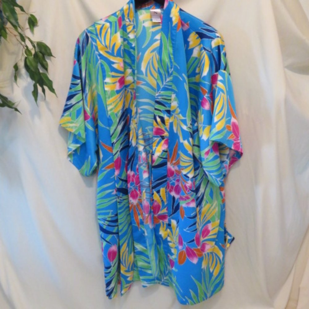 SEXY, Tropical Silky Soft Natori Shorty Robe with POCKETS!!
